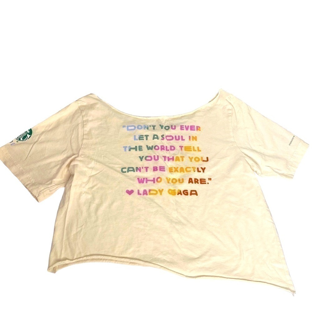 STARBUCKS PRIDE LADY GAGA ALL TOGETHER NOW CROPPED TEE